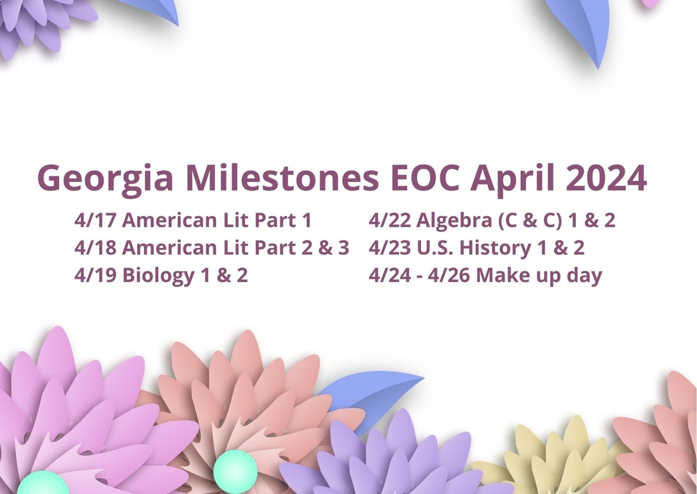 Georgia Milestones April 2024